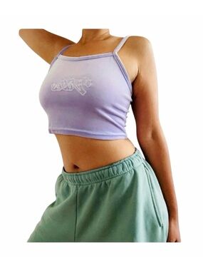 ★ Birch and Stone Vibes Tank Velvet Feel Coquette Cropped Tank Top - Lilac ★
